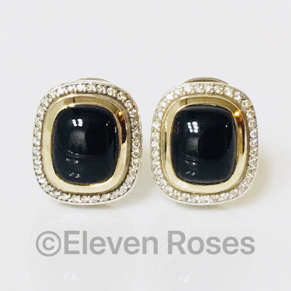 David Yurman Black Onyx & Diamond Albion Earrings - Picture 5 of 5